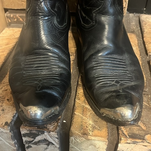 Panhandle‎ Slim Black Leather Men’s Cowboy Boots Size 9 - Picture 3 of 11